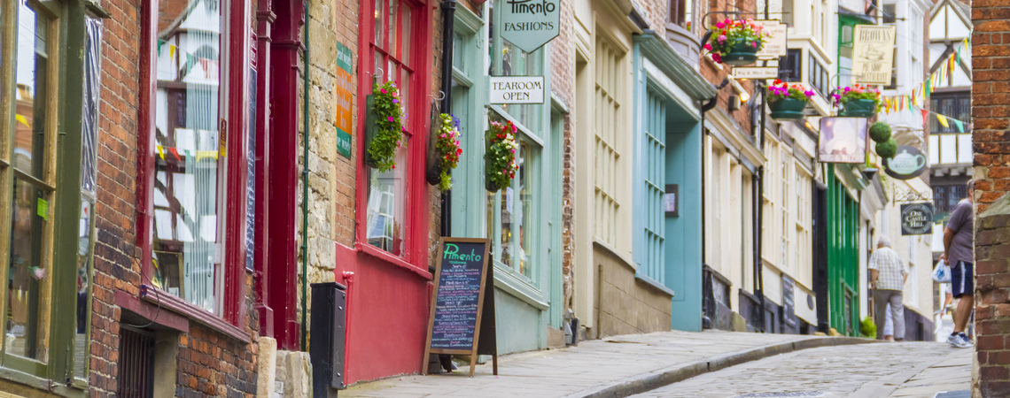 A view of the shops on Steep Hill