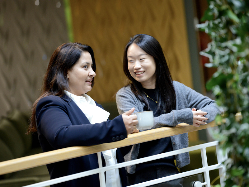 two colleagues in discussion